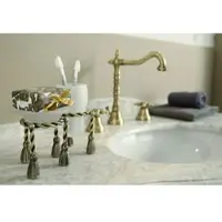 Casa Padrino Rubinetteria per lavabo in stile Art Nouveau di , serie Milano - Miscelatore a tre fori, finitura oro antico/bronzo, attacco 1 1/4 pollici