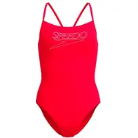 Speedo Women's Endurance+ Logo Thin Strap One Piece Costume intero Donna (46, rosso)