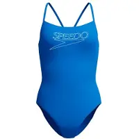 Speedo Women's Endurance+ Logo Thin Strap One Piece Costume intero Donna (44, blu)