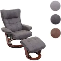 MCA reclinabile Montreal, sgabello per poltrona TV, tessuto/tessuto portata 130 kg ~ grigio scuro, tinta noce
