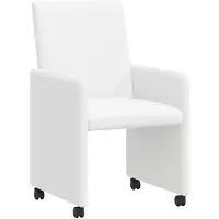 vidaXL Sedie da pranzo con rotelle, 2 pezzi, ecopelle, colore bianco