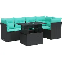 vidaXL Set di divani da giardino a 6 pezzi con cuscini in rattan nero
