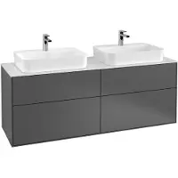 Villeroy & Boch Finion meuble sous lavabo, pour 2 vasques, 1600x603x501mm, Glass Black Matt, F43200HB, F43200HB