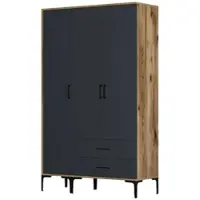 Dmora Guardaroba 3 Ante Phyan 47.5x120 cm Nero Antracite, Appendiabiti 3 Ante