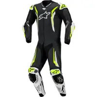 Alpinestars Tuta In Pelle GP Tech V5 1 Pezzo Black White Yellow Fluo, Taglia: 58