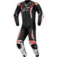 Alpinestars Tuta In Pelle GP Tech V5 1 Pezzo Black White Red Fluo, Taglia: 52