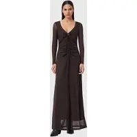 AllSaints Gabby Ls Mesh Dress Bottle Brown Taglia: 2 | Maxi abiti Outlet | Donna | Marrone