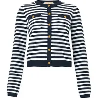 Michael Kors per donna. MS661G1KVM Cardigan elasticizzato in maglia a righe blu navy e bianche (S), Casual, Viscosa