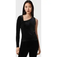 AllSaints Ari Velvet Top Black Taglia: 2 | Maglie a manica lunga Outlet | Donna | Nero