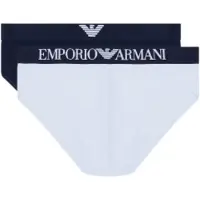 Emporio Armani per uomo. EM000251_AF18881 Set di 2 slip Sear bianchi e blu navy (L), Bianco, Homewear, Cotone