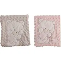 Bigbuy Fun Copertina Per Neonato Con Doppio Orsetto Ricamato 100x75 Cm