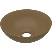Syfax Lavandino da Bagno in Vetroceramica Crema Opaco Rotondo