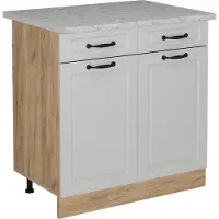 Vicco Mobiletto base per cucina R-Line Bianco rustico 80 cm PL Marmo, Model 53796