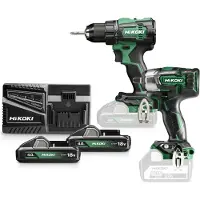 HiKOKI Combo-Kit trapano a batteria + avvitatore a impulsi KC18DE-1 + 2x batterie ricaricabili BSL1840M