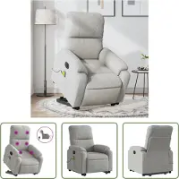 The Living Store Poltrona massaggiante ausiliaria Stand-up Elettrica Grigio chiaro Tessuto in microfibra