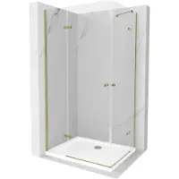 Mexen Roma Duo cabina doccia ad anta 90 x 80 cm, trasparente, oro + piatto Flat - 854-090-080-50-02-4010G