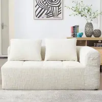 OKWISH Letto a scomparsa, Divano a due posti, Poltrona relax, Divano angolare, Arredamento imbottito, Chaise longue, Divano lounge, Divano morbido con cuscini e tasche laterali, Colore beige