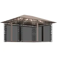 Syfax Gazebo con Zanzariera Luci LED 4x3x2,73 m Grigio Talpa
