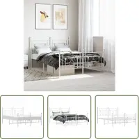 The Living Store Struttura letto con testiera e pediera in metallo bianco 135x190 cm