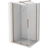 Mexen Velar cabina doccia scorrevole 120 x 110 cm, trasparente, rame spazzolato - 871-120-110-01-65