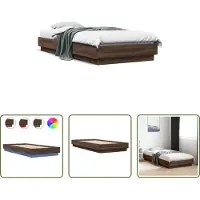 The Living Store Struttura letto con LED Look rovere marrone 100x200 cm