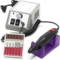 Wiltec Set di frese per unghie professionali 20.000 giri/min, fresa elettrica per pedicure, manicure, nail art, cosmetici per unghie, 6 punte e 6 accessori, smerigliatrice per unghie