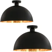 Syfax Lampadari 2 pz Nero e Oro Semi-Sferici E27