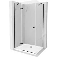 Mexen Roma cabina doccia ad anta battente 120 x 90 cm, trasparente, nera + piatto doccia Flat, bianco - 854-120-090-70-00-4010B
