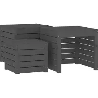 vidaXL Set di cassette da giardino 3 pezzi in legno di pino massiccio grigio