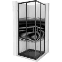 Mexen Rio cabina doccia quadrata 70 x 70 cm, strisce nere, nera + piatto doccia Flat, nero - 860-070-070-70-20-4070B
