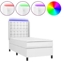 Syfax Giroletto Molle con Materasso e LED Bianco 80x200 cm Pelle finta