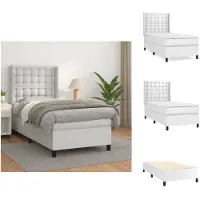 vidaXL Letto a molle con materasso bianco 100x200 cm in Pelle finta - Letti & strutture letto