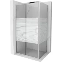 Mexen Apia cabina doccia scorrevole 110 x 100 cm, strisce bianche, cromo - 840-110-100-01-20