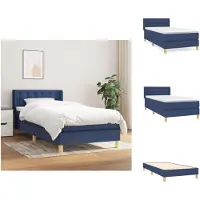 vidaXL Letto a molle con materasso blu 80x200 cm in tessuto - Letti & strutture letto