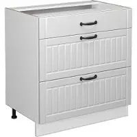 Vicco Mobiletto base per cucina Fame-Line Bianco rustico 80 cm con 3 cassetti, senza piano di lavoro, Model 38561