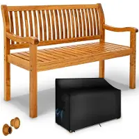 Tillvex panca da giardino in legno marrone chiaro 150 cm / 3 - 4 persone panca da parco solida panca da giardino arredo giardino
