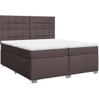 Syfax Giroletto a Molle con Materasso Marrone Scuro 200x200cm Tessuto