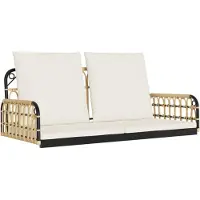 vidaXL Panca sospesa con cuscini 105x58x38 cm in polirattan e acciaio