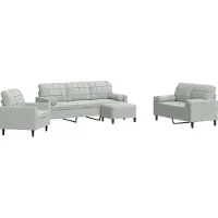 Syfax Set di Divani 4 pz con Cuscini e Rinforzi Grigio Chiaro Velluto