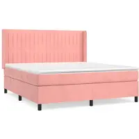 vidaXL Letto a molle con materasso rosa 160x200 cm in velluto