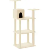 Syfax Albero per Gatti con Tiragraffi in Sisal Crema 118,5 cm