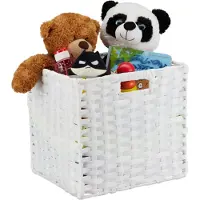 Relaxdays 3 cestini portaoggetti, cestini quadrati in PP per bagno e cameretta, cestini intrecciati da scaffale, 31x32x30 cm, cestini, bianchi