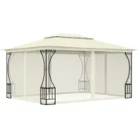 Syfax Gazebo con Rete 300x400x265 cm Crema