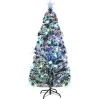 The Living Store Albero di Natale artificiale con supporto/LED 180 cm in fibra ottica