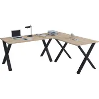 VCM Scrivania in legno | Piatto angolare da scrivania | 220x160 | L Forma Sinistra o Destra | Piatto da tavolo di lavoro 80 cm Profondo | Mobili da ufficio per tavolo per computer - Lona X