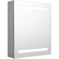 Syfax Armadietto Bagno con Specchio e LED Grigio Cemento 50x14x60 cm