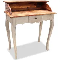 Syfax Scrivania in Legno Massello di Mogano 80x40x92 cm