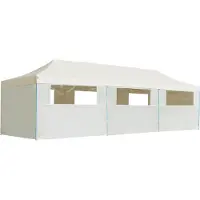 Syfax Tenda Pieghevole Pop-Up 8 Pareti Laterali 870x291x315 cm Crema