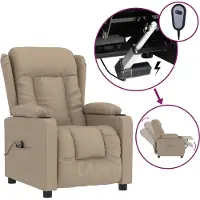 Syfax Poltrona Reclinabile Elettrica Cappuccino in Pelle finta