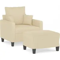 vidaXL Poltrona con sgabello crema 60 cm in tessuto